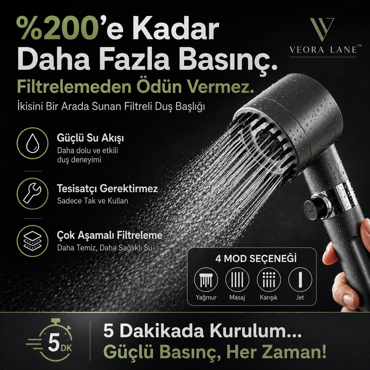 Veora Lane™ Filteri Duş Başlığı